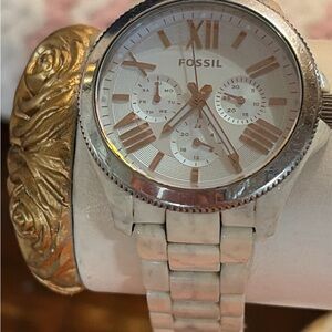 Fossil Ivory and Silver unisex  Chronograph Watch
